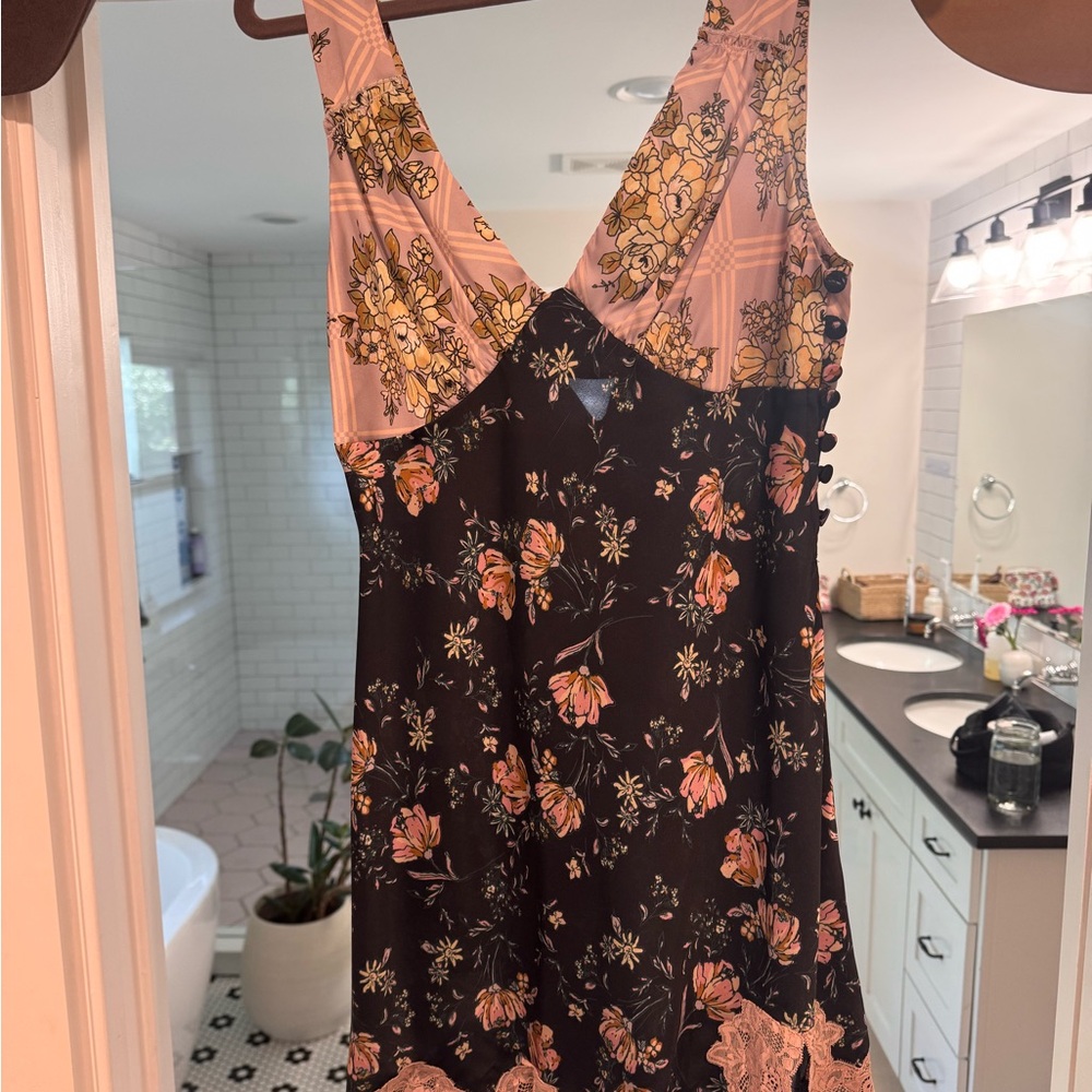 Free People Floral Silky Slip